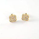 Crystal Clover Earrings - Gold