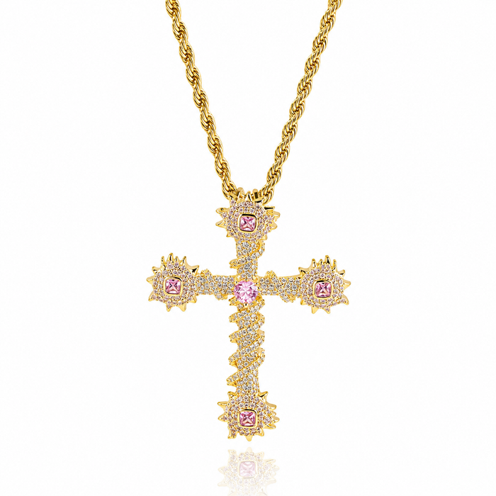 PINK THORN CROSS PENDANT