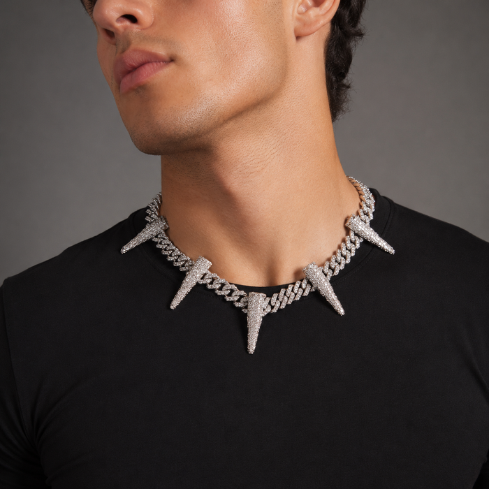 AMMO CUBAN ICED CHAIN - 10MM WHITE GOLD