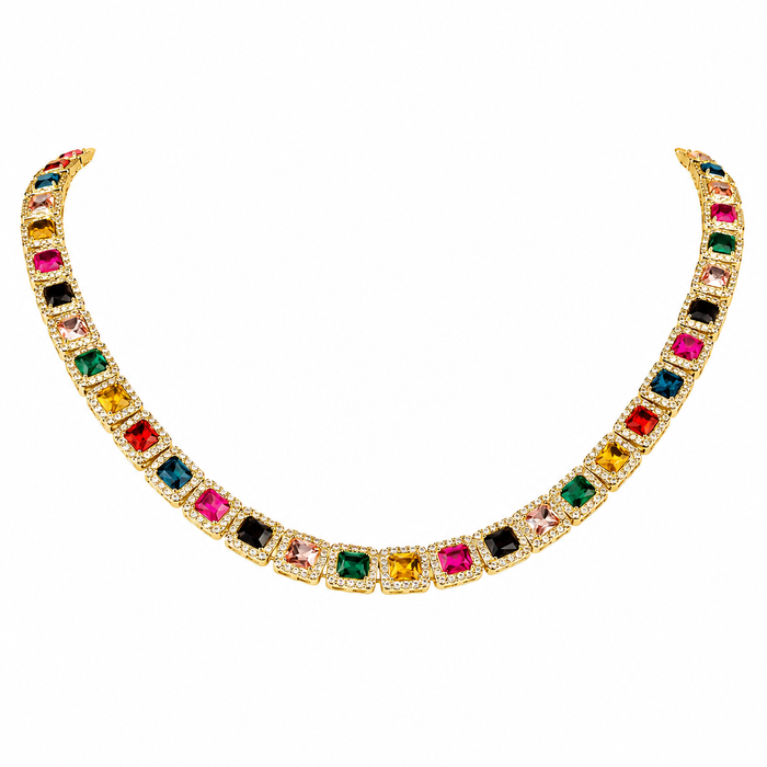Rainbow Emerald Cut Chain