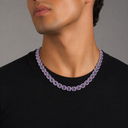 CLUSTERED PURPLE TENNIS CHAIN - 10MM WHITE GOLD