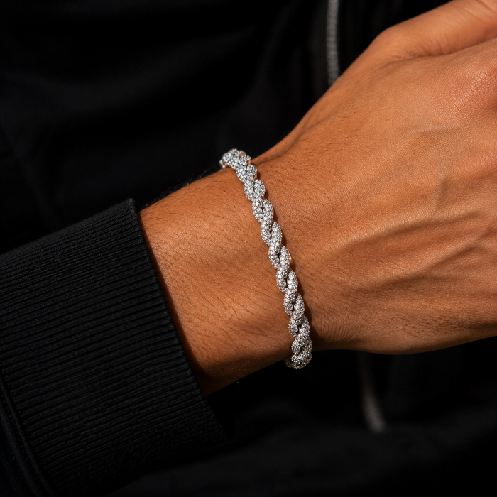 ICED ROPE BRACELET - 9MM WHITE GOLD