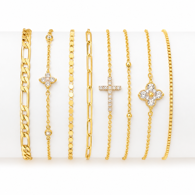 8 Gold Stack Bracelet Bundle