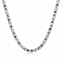 CLUSTERED RAINBOW TENNIS CHAIN - 10MM