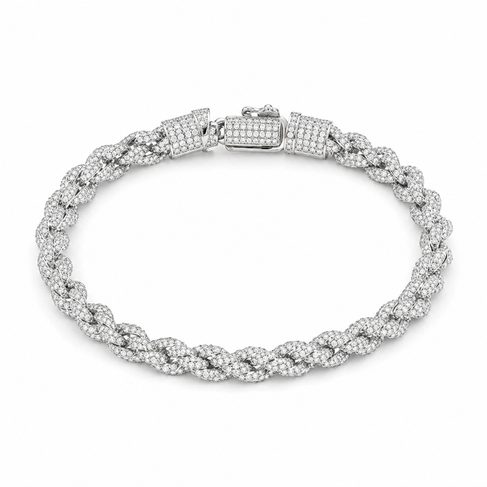 ICED ROPE BRACELET - 9MM WHITE GOLD