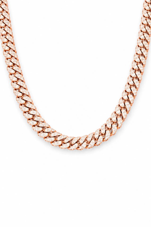 ICED CUBAN CHAIN 8MM  - ROSE GOLD
