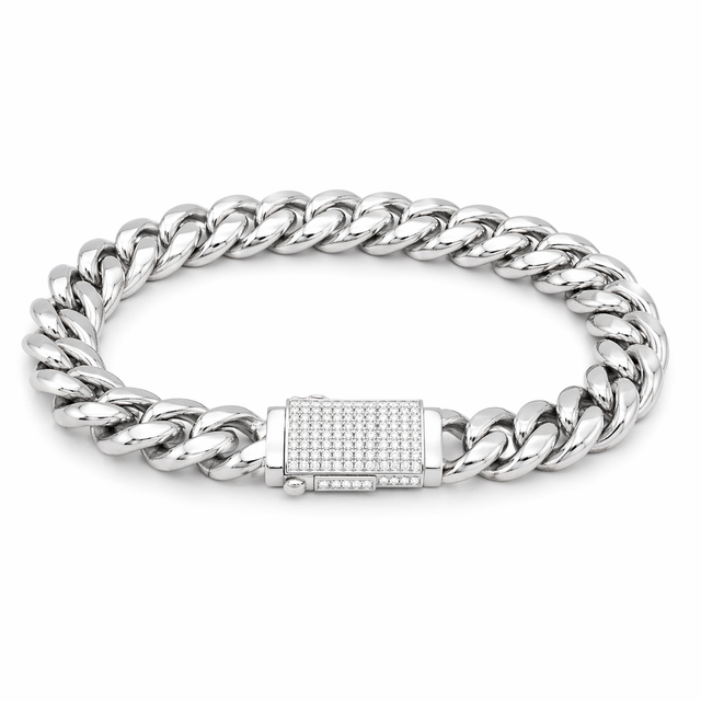 CUBANA 925 BRACELET 12MM - WHITE GOLD