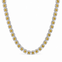 CLUSTERED YELLOW TENNIS CHAIN - 10MM WHITE GOLD