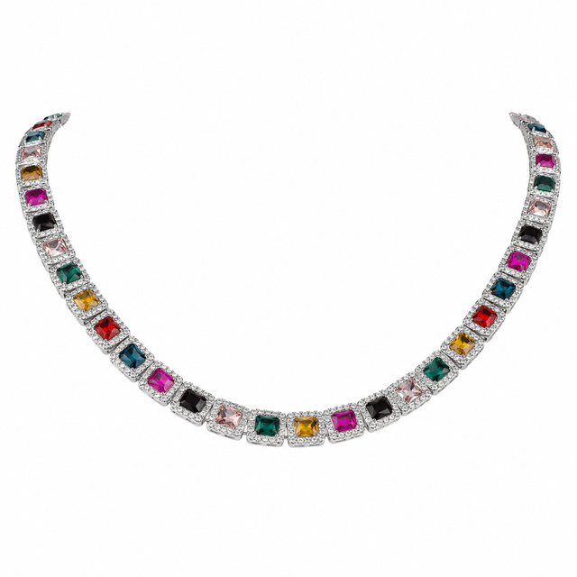 Rainbow Emerald Cut Chain