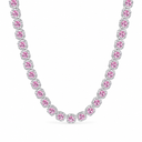 CLUSTERED PINK TENNIS CHAIN - 10MM WHITE GOLD