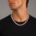 CLUSTERED PINK TENNIS CHAIN - 10MM WHITE GOLD