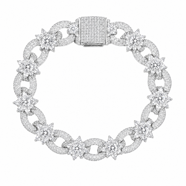 ICED ROSE CUBAN BRACELET 15MM