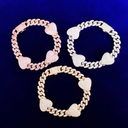 ICED HEART CUBAN BRACELET