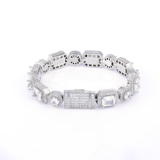 CLUSTERED CIRCLE TENNIS BRACELET - 10MM WHITE GOLD