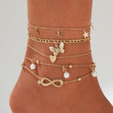 5 Gold Stack Anklet Bundle
