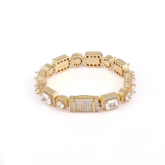 CLUSTERED CIRCLE TENNIS BRACELET - 10MM GOLD