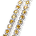 CLUSTERED YELLOW TENNIS CHAIN - 10MM WHITE GOLD
