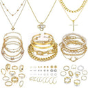 58 Piece Gold Jewellery Set – Necklaces, Rings, Bracelets & Earrings