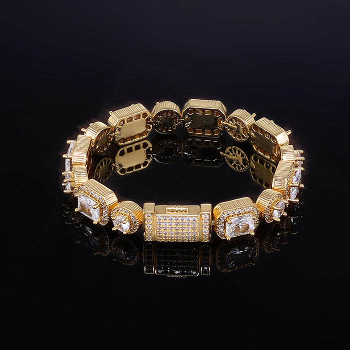 CLUSTERED CIRCLE TENNIS BRACELET - 10MM GOLD