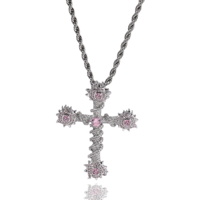 PINK THORN CROSS PENDANT