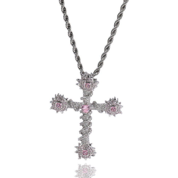 PINK THORN CROSS PENDANT