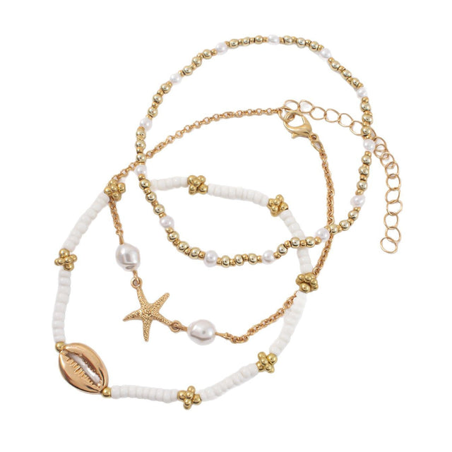 3 Gold Stack Anklet Bundle