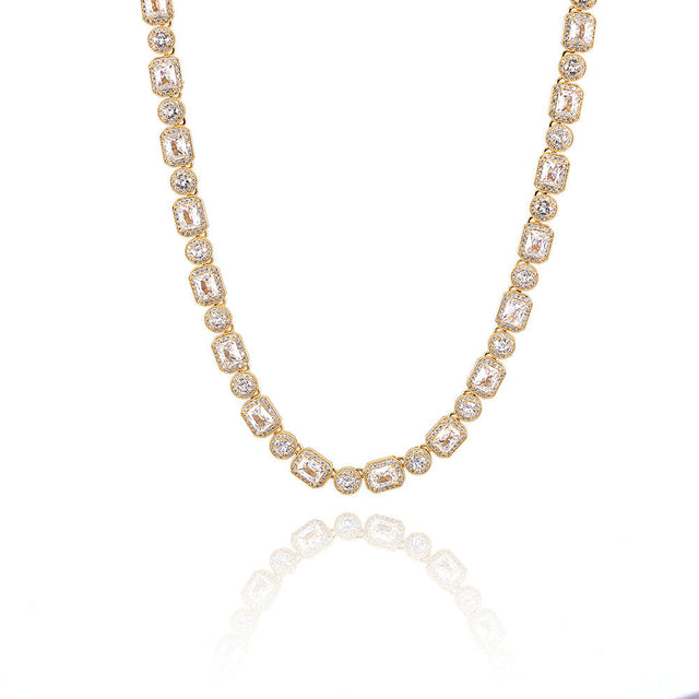 CLUSTERED CIRCLE TENNIS CHAIN - 10MM GOLD
