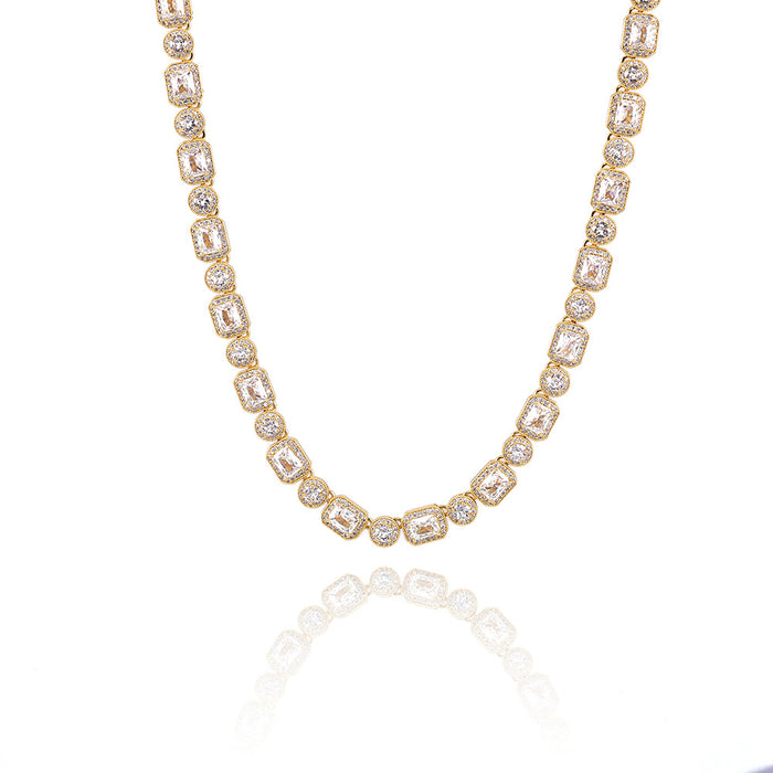 CLUSTERED CIRCLE TENNIS CHAIN - 10MM GOLD