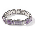 CLUSTERED PURPLE TENNIS BRACELET - 10MM WHITE GOLD