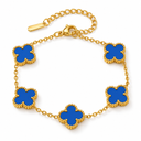 Clover Bracelet, Blue, four-petal design on white background