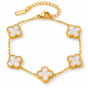 Clover Bracelet, Bright White, four-petal design on white background