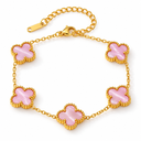 Clover Bracelet, Cherry Powder, four-petal design on white background