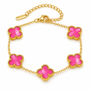 Clover Bracelet, Fluorescent Red, four-petal design on white background