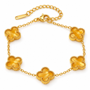 Clover Bracelet, Fluorescent Yellow, four-petal design on white background