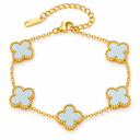 Clover Bracelet, Frosted Blue, four-petal design on white background
