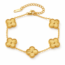 Clover Bracelet, Gold, four-petal design on white background