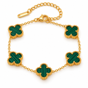 Clover Bracelet, Green, four-petal design on white background