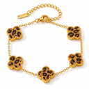 Clover Bracelet, Leopard Print, four-petal design on white background