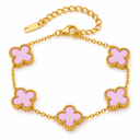 Clover Bracelet, Light Pink, four-petal design on white background