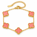 Clover Bracelet, Pink, four-petal design on white background