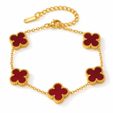 Clover Bracelet, Red Wine, four-petal design on white background