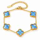 Clover Bracelet, Starry Sky Light Blue, four-petal design on white background