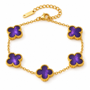 Clover Bracelet, Violet, four-petal design on white background