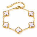 Clover Bracelet, White, four-petal design on white background