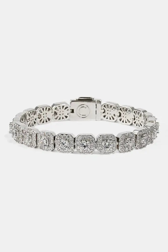 CLUSTERED TENNIS BRACELET - 10MM WHITE GOLD