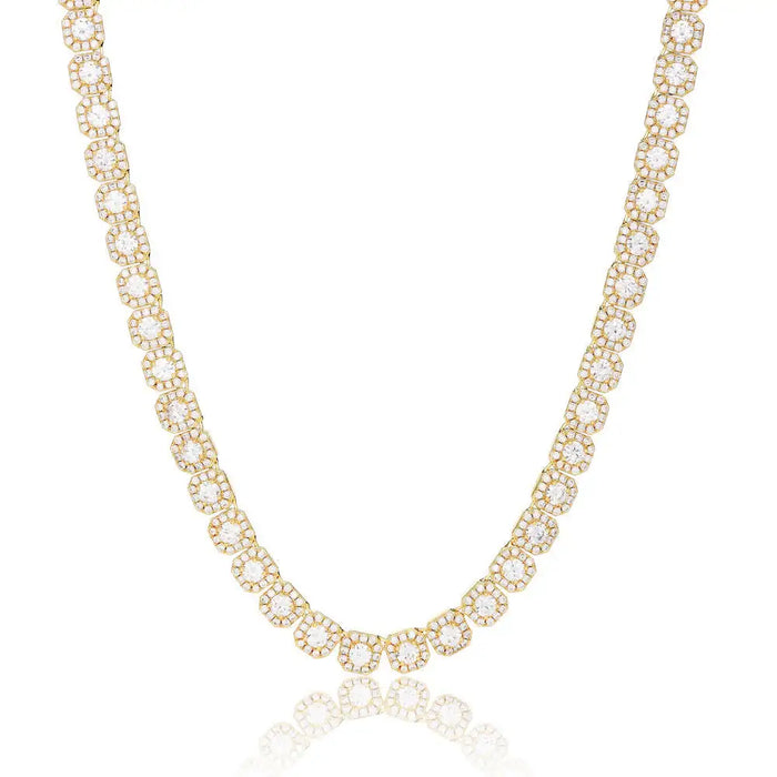 CLUSTERED TENNIS CHAIN - 7MM GOLD Chains