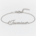 AI illustrative 925 Sterling Silver example for CUSTOM ENGLISH ANKLET; sample name reads Jasmine