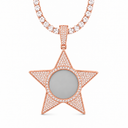 AI illustrative Rose Gold finish preview for the custom star photo pendant; insert shown as a neutral placeholder.