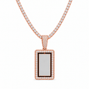 AI illustrative Rose Gold finish preview for the custom photo pendant; centre shown as a neutral placeholder.