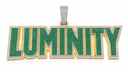 AI illustrative Gold Back with White Gold Text reference for emerald LUMINITY pendant